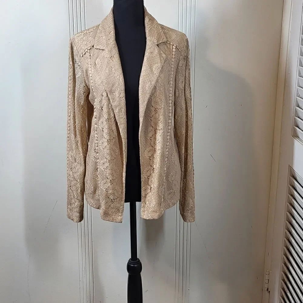 Cable & Gauge Tan Lace Jacket - Picture 2 of 11